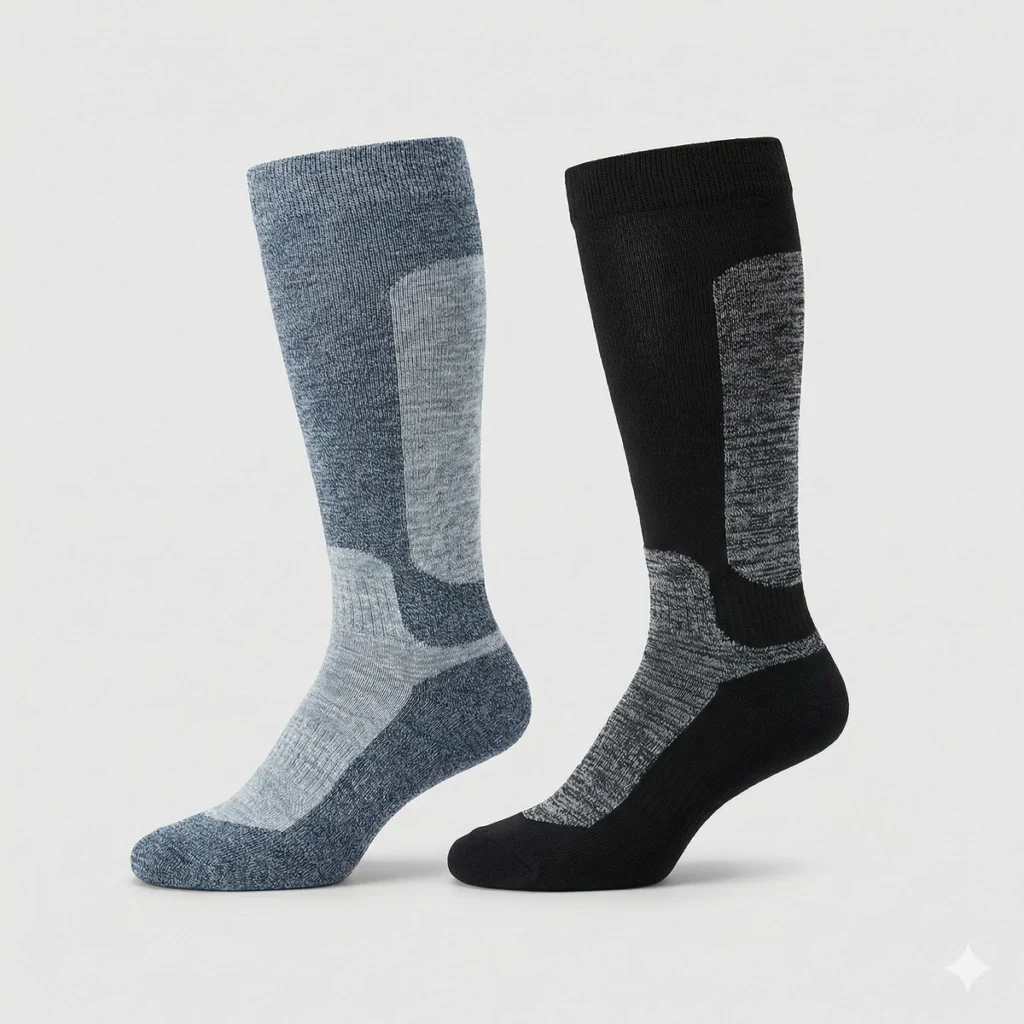Siltas vīriešu slēpošanas zeķes pelēkā un melnā krāsā