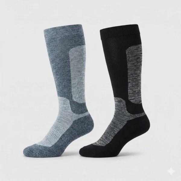 Siltas vīriešu slēpošanas zeķes pelēkā un melnā krāsā